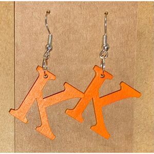 ☀️3/$9☀️ Letter “K” Wood Earrings (Orange)